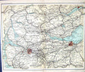 Antique Old Print Map C1901 Central Scotland Perth Stirling Leith Dumbarton 0