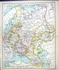 Old Antique Print Map C1901 Russia Europe Baltic Hugary Black Sea Caspian 20th