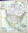 Old Print Map C1901 North America Mexico Cuba Caribbean Hudson Greenland 20th