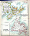 Old Map C1901 Nova Scotia Brunswick Prince Edward Newfoundland Canada Victorian