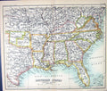 Old Map C1901 Southern America Texas Carolina Alabama Florida Kansas Victorian