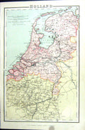 Old Print Chambers Map C1906 Holland Zuider Zee Brabant Flanders Belgium 20th