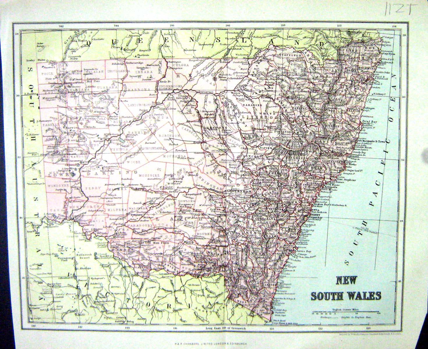 Old Chambers Map C1906 New South Wales Australia Sydney Pacific Ocean 20th