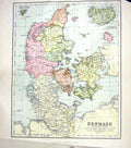 Old Chambers Map C1906 Denmark Iceland Bornholm Kiel Bay Faroe Island 20th