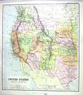 Old Chambers Map C1906 United States America California Nevada Arizon 20th