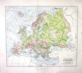 Old Chambers Physical Map C1906 Europe Britain France Spain Italy Gre 20th