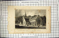 Old Print South East View St. Stephen'S Church Hackington Kent Engraving