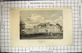 Original Old Antique Print Engraving Architecture Wrotham Park Middlesex