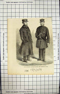 Original Old Antique Print Metropolitan Commissionaires Men Uniforms 1859 19th