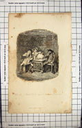 Original Old Antique Print Engraving 1838 Jen Morris Bolter Men Lady Meeting