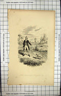 Original Old Antique Print Engraving 1838 Scene Sikes Attempting Destroy Dog