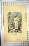 Original Old Antique Print 1874 Chumah Susi Music Instruments Weapons Victorian