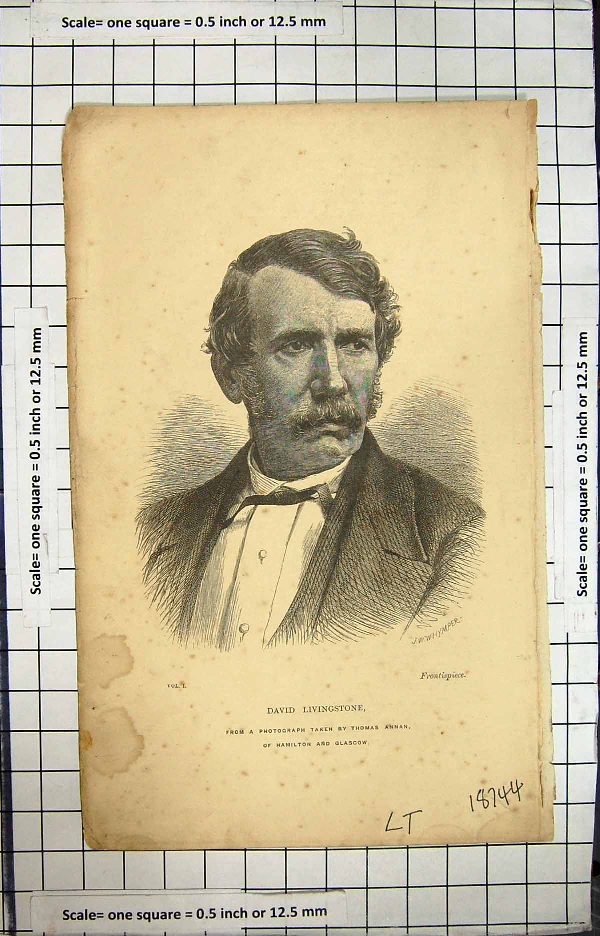 Old Antique Print Engraving Portrait David Livingstone Explorer Whymper