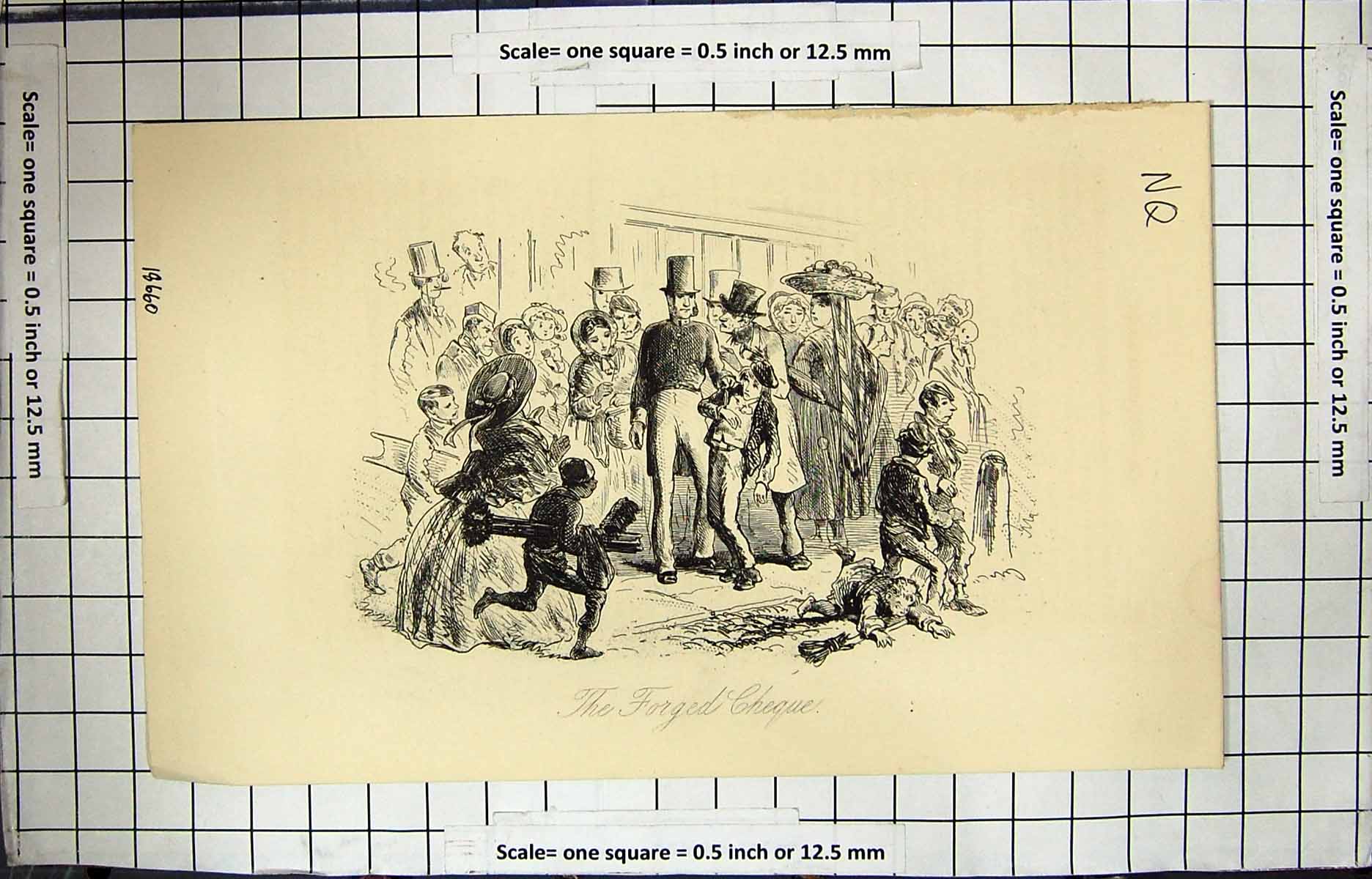 Original Old Antique Print Forged Cheque Street Scene Chimney Sweep