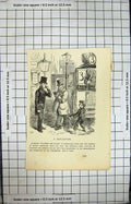 Original Old Antique Print Street Scene Policeman Young Boy Tram Transport