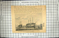 Original Old Antique Print War Ships Dronning Maria Waldemar Copenhagen
