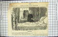 Original Old Antique Print Invalid Sick Man Bed Nurse Bedroom Scene Victorian