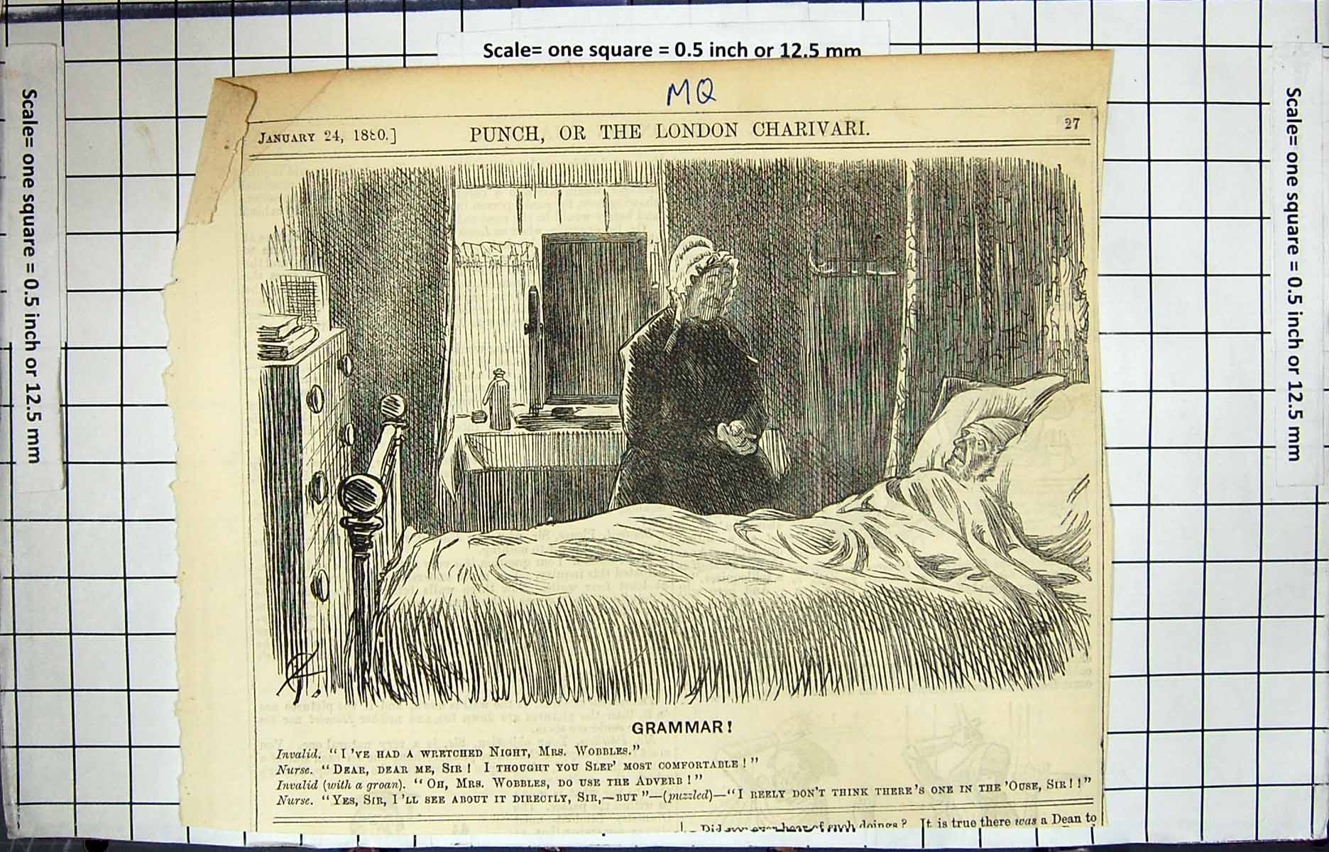 Original Old Antique Print Invalid Sick Man Bed Nurse Bedroom Scene Victorian