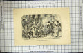 Original Old Antique Print October Scne Men Fighitng Farm Implements 1870 19th
