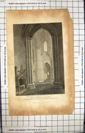 Old 1816 Interior Rochester Cathedral Kent William'S Chapel Engraving 19th