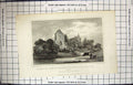 Old 1828 Ruins Episcopal Palace Halling Kent Adlard Fussell Engraving 19th