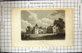 Original Old Antique Print 1818 Penshurst Castle Kent England Engraving 19th