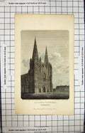 Old 1810 Lichfield Cathedral Staffordshire Nash Engraving Architectur 19th