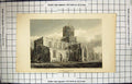 Antique Old Print St. Mary'S Church Stafford England Engraving Architecture