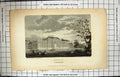 Antique Old Print 1804 Engraving Wimpole Cambridgeshire Architecture Noble 19th