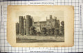Original Old Antique Print 1809 Engraving Catledge Hall Cambridgeshire Thompson