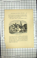 Original Old Antique Print Castle Inn Cambridge England Architecture Horses