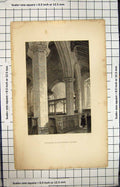 Antique Old Print Engraving Interior St. Botolph'S Church Le Keux Mackenzie