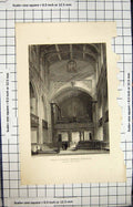 Old Print Great St. Mary'S Church Interior Throne Bell Le Keux Engraving