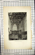 Original Old Antique Print Interior Little St. Mary'S Church Le Keux Engraving