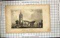 Antique Old Print Engraving 1830 Faversham Church Kent England Adlard Baynes