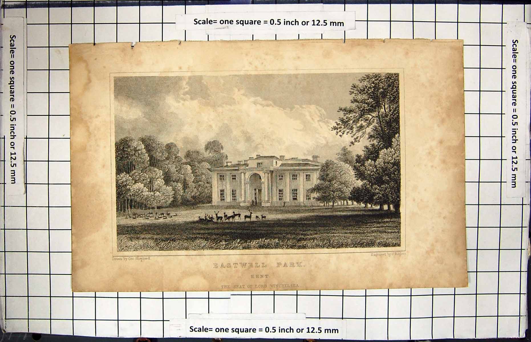 Old Exterior Eastwell Park Kent England Lord Winchelsea Engraving Rog