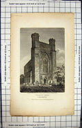 Antique Old Print Exterior Thorney Abbey Cambridgeshire Smith Engraving 1802