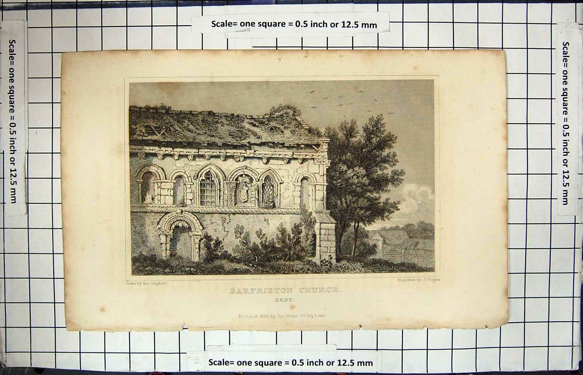 Old Exterior Barfriston Church Kent England Rogers Shepherd Engraving