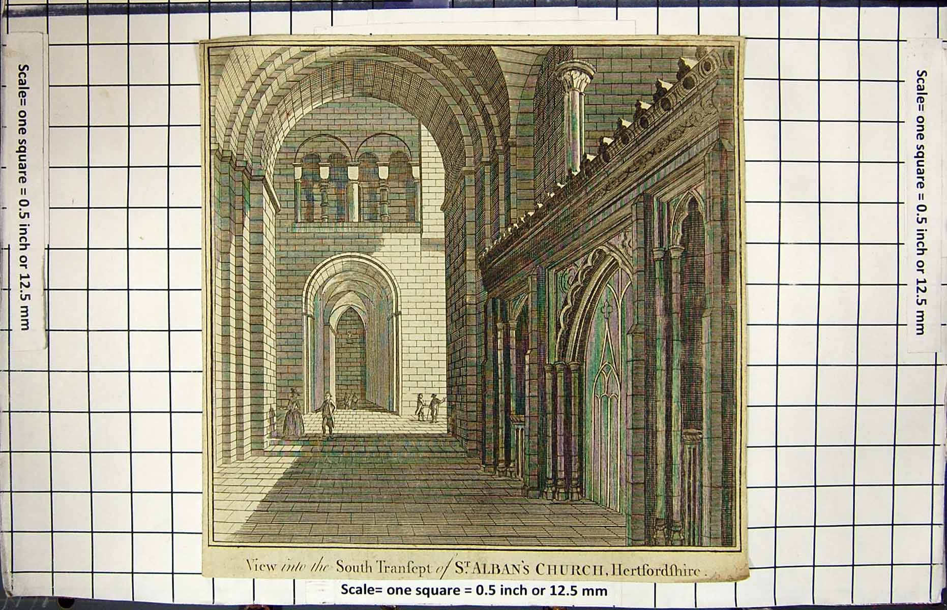 Old Engraving View South Transept St. Albans Church Hertfordshire Eng