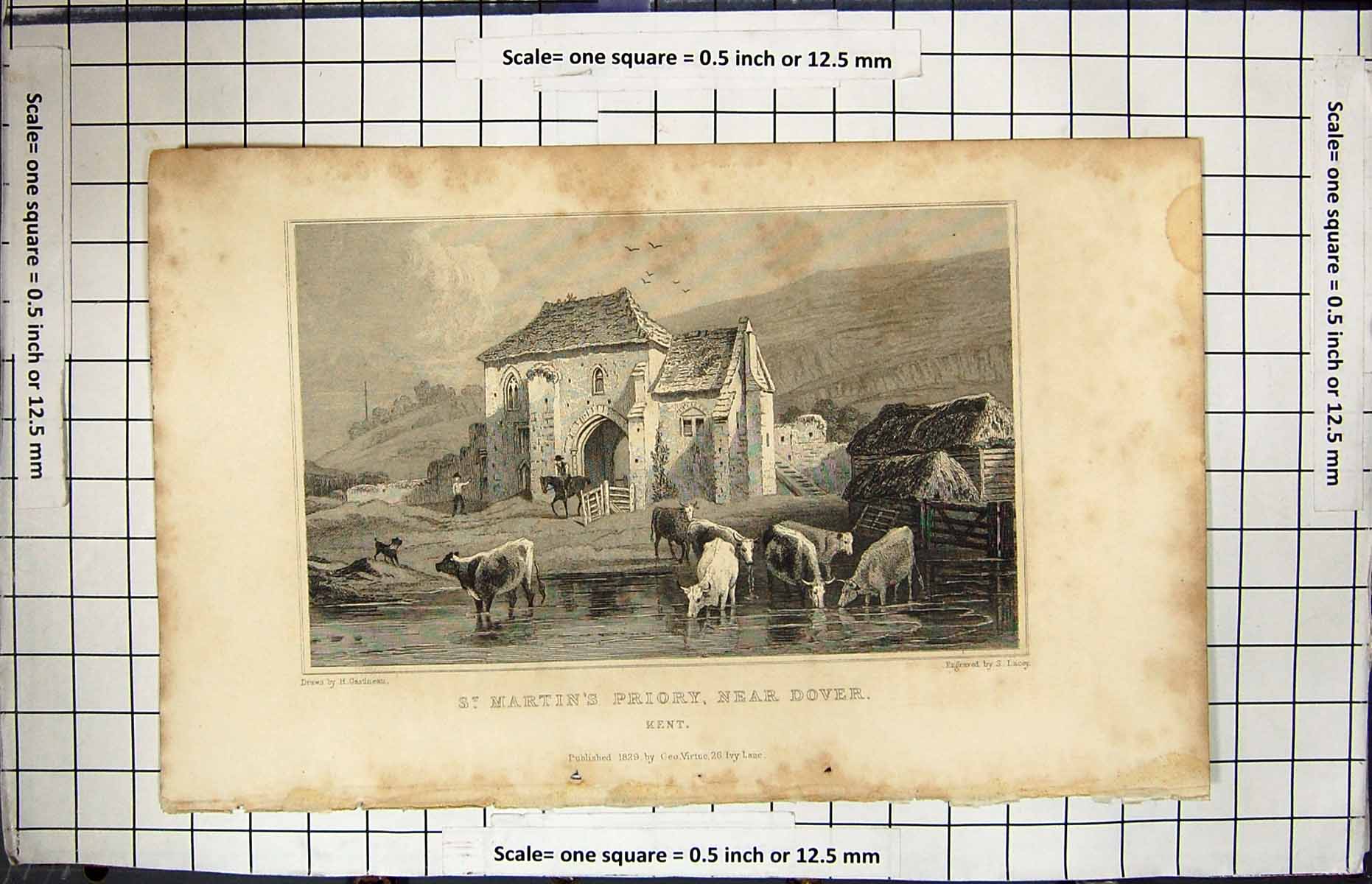 Antique Print 1829 St. Martin'S Priory Dover Kent Engraving Lacy Gastineau 19th