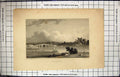 Antique Old Print Finden Westall Engraving View Rochester River Bridge Boats