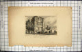 Antique Old Print Engraving Remains Malling Abbey Kent England Architecture