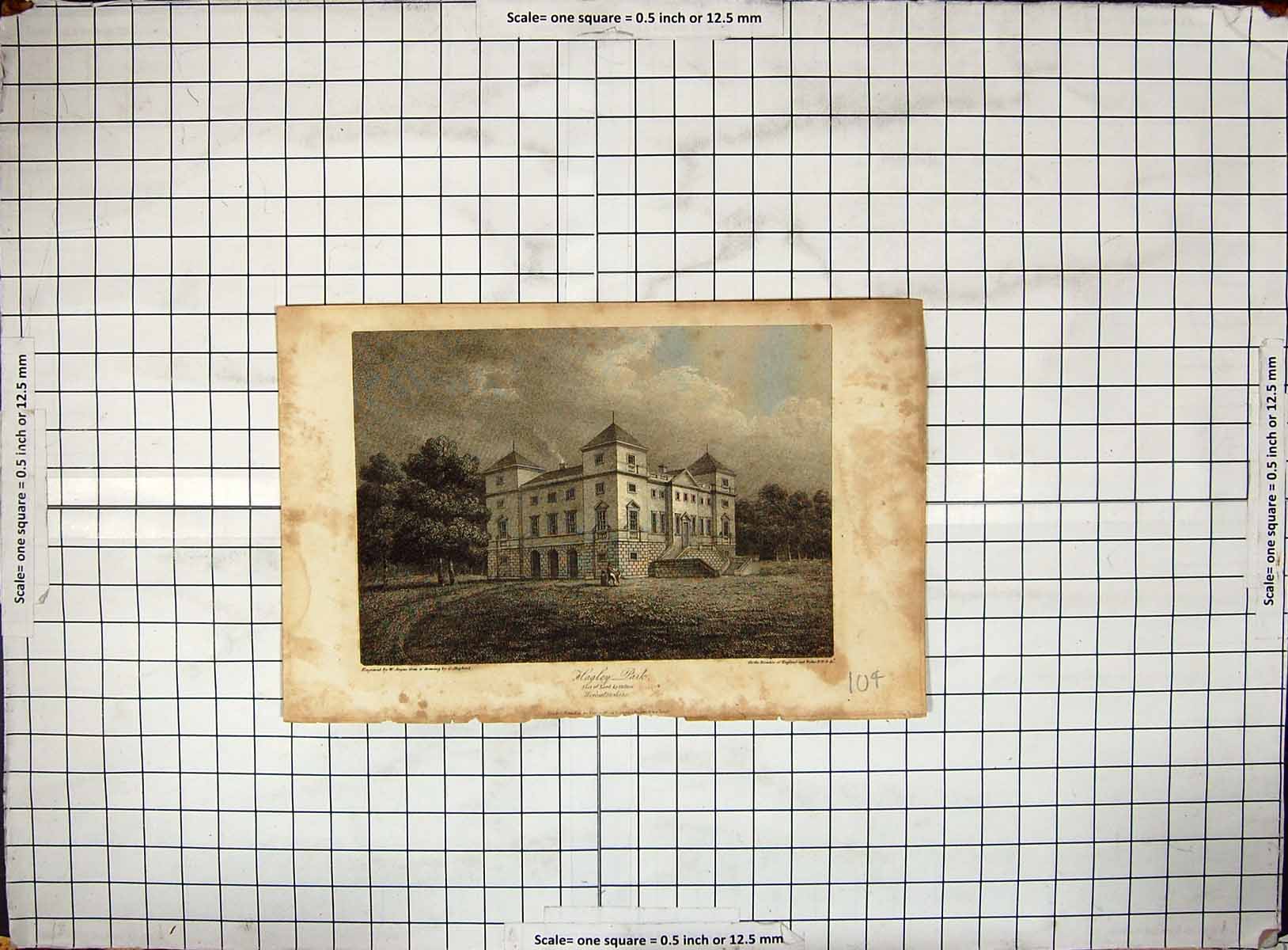 Old Engraving Exterior Veiw Hagley Park Lord Lyttelton Worcestershire