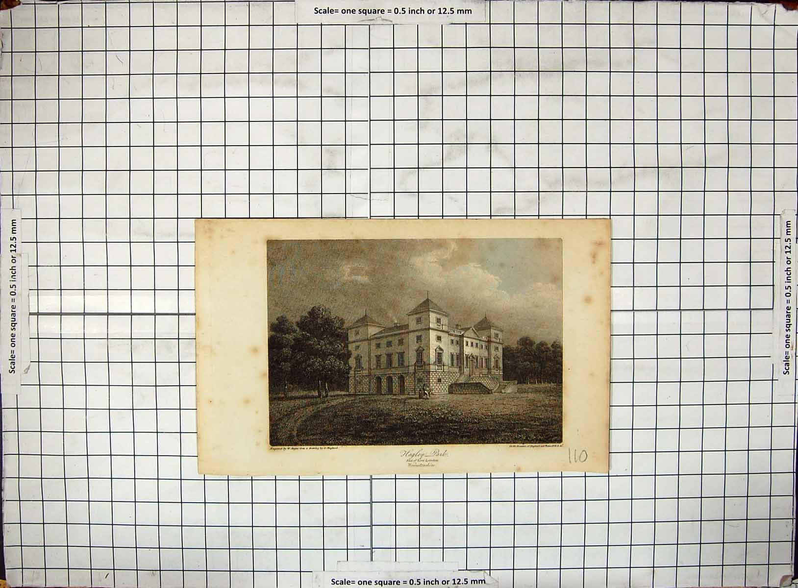 Old Antique Print Engraving Exterior Hagley Park Lord Lyttelton Shepherd