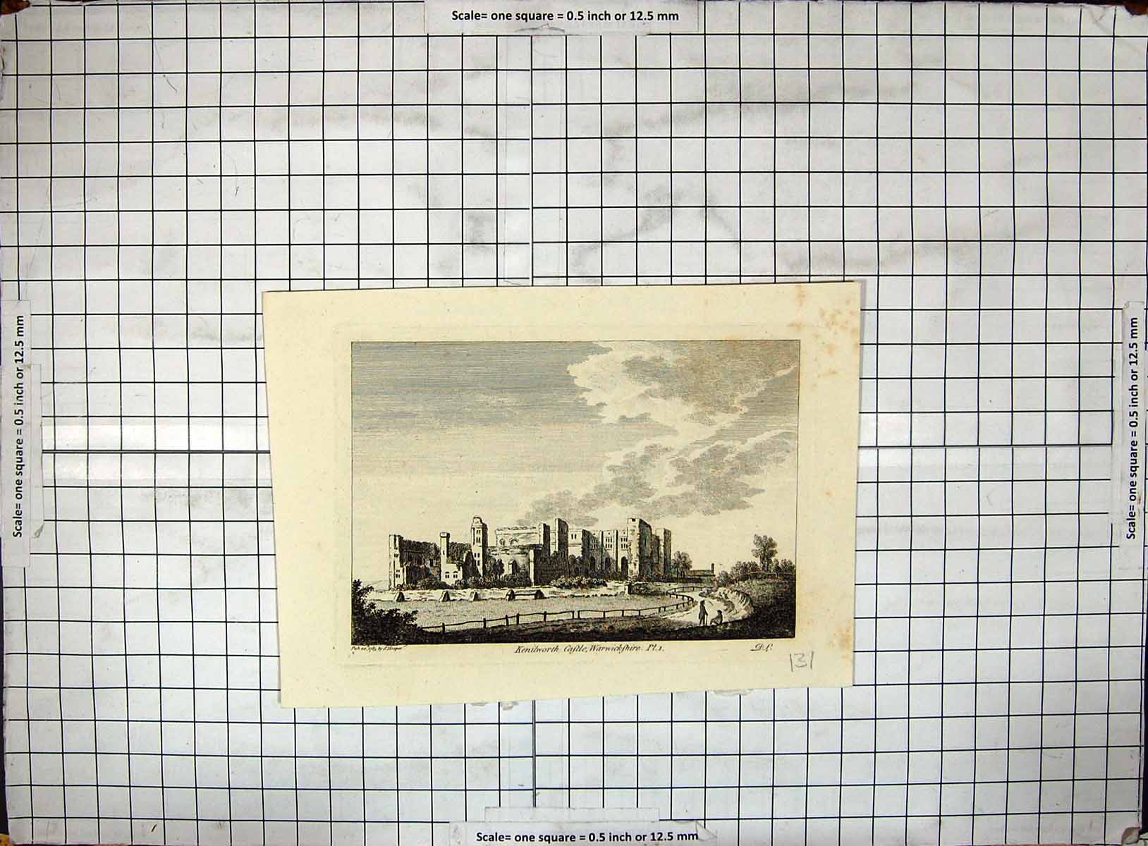 Original Old Antique Print Engraving Kenilworth Castle Warwickshire Hooper 1785