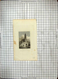 Original Old Antique Print Engraving View East Gate Warwick Church Architecture