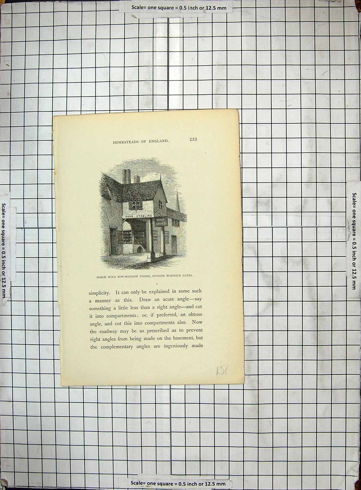 Original Old Antique Print Engraving Hornsey Church Middlesex Graveyard