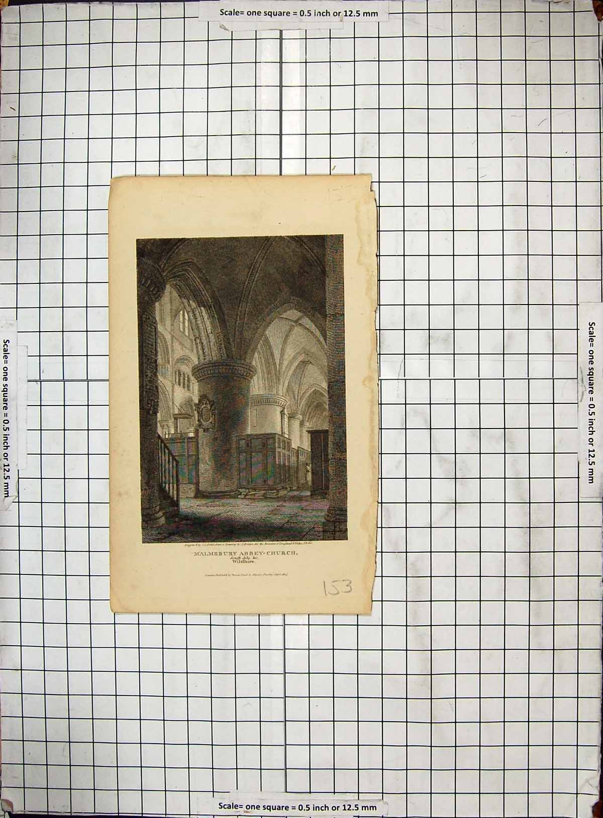 Old Engraving 1807 Malmsbury Abbey-Church South Ailse Wiltshire Smith 19th