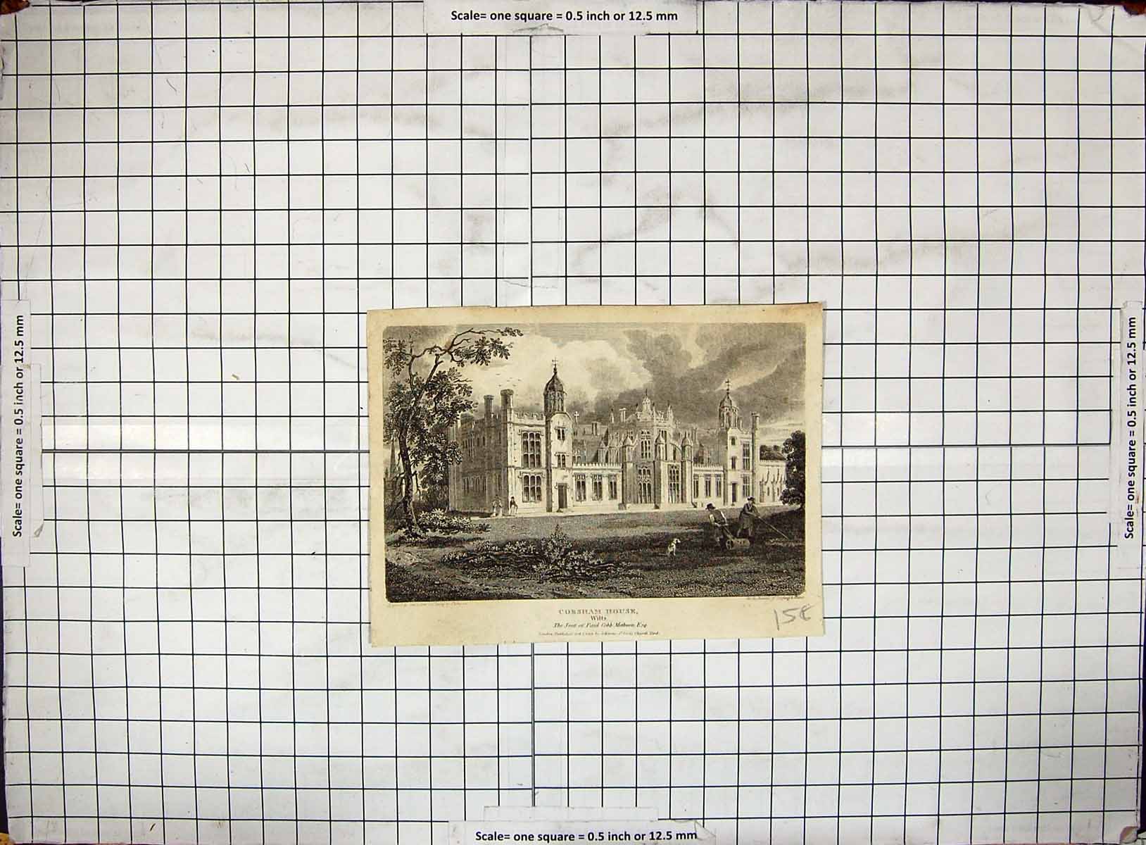 Antique Old Print Corsham House Wiltshire Paul Cobb Methuen Engraving 1813 19th