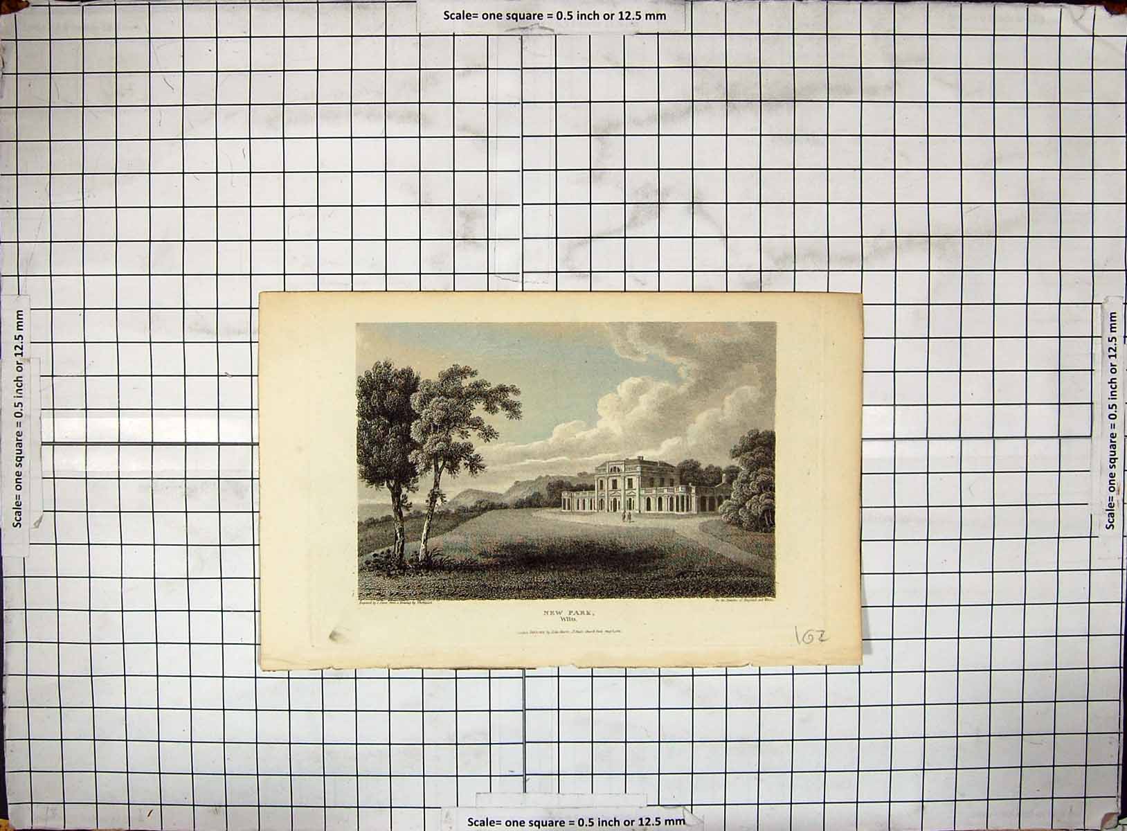 Old Print Exterior View New Park Wiltshire Thompson Storer Engraving 1811 19th